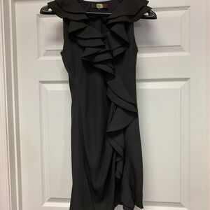 Eva Franco Black Sleeveless Ruffled Dress sz 4 EUC